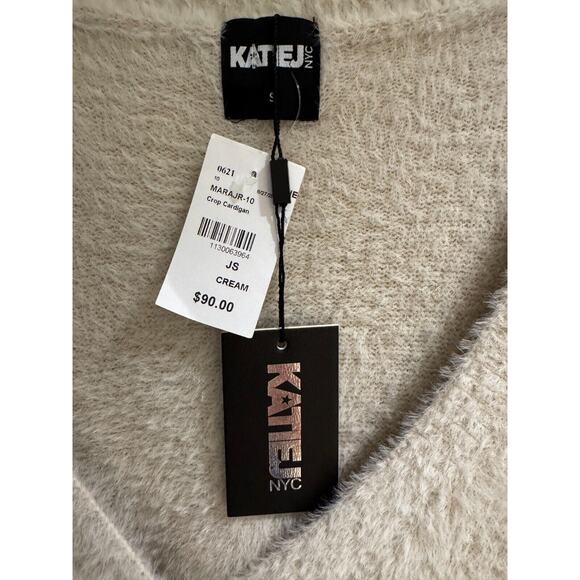 KATIEJ NYC Women's Mohair Blend L/S Cardigan Cream Junior-S NWT @ $90 - Picture 3 of 3